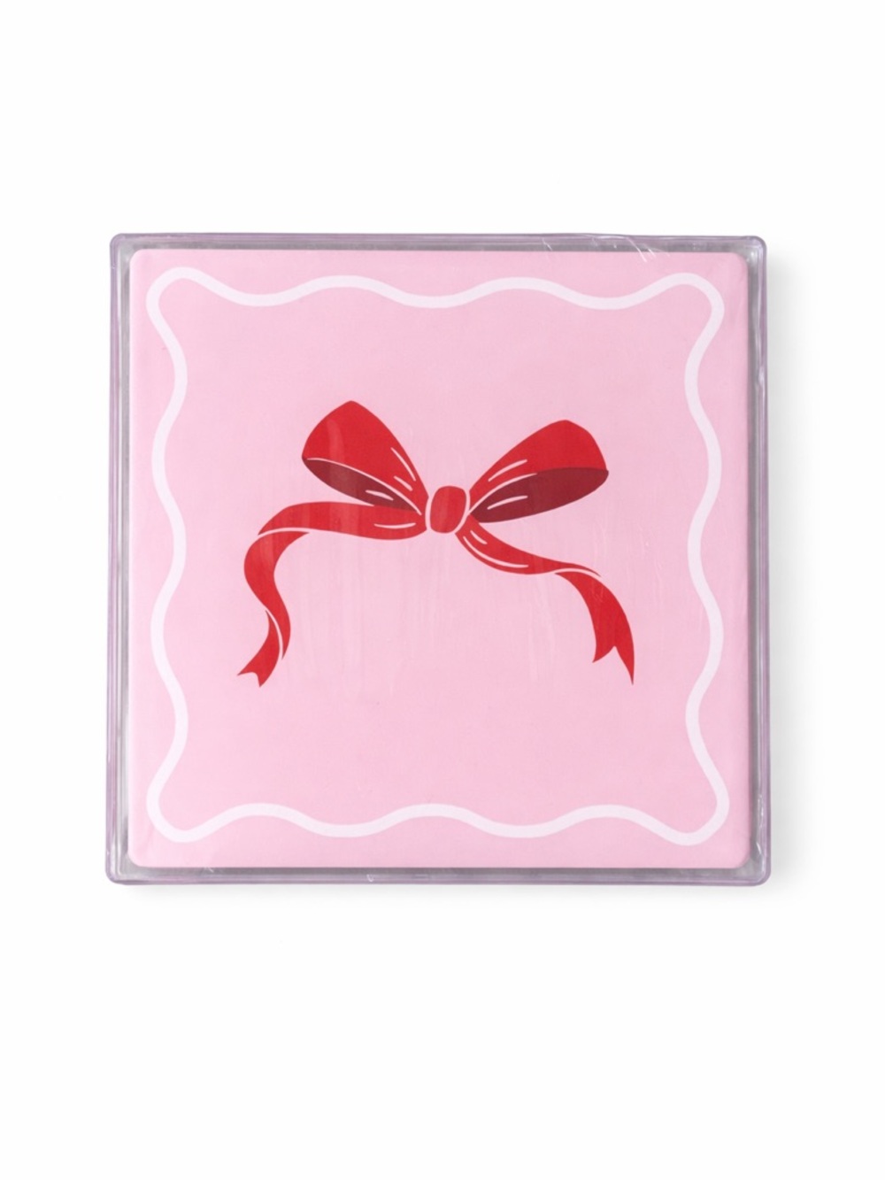 Coasters Pink With Red Bow (Acrylic) 🎀